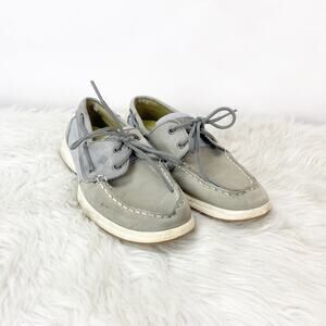 Sperry Topsider 6 M Womens Gray Leather Boat Shoe Loafers